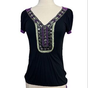 #35 Y2K vintage black blouse in size S